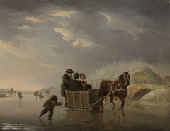 Winter Scene (Horse-Sleigh on the Ice) by Andries Vermeulen