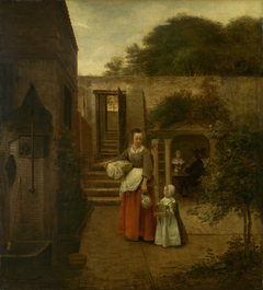 Woman and Child in a Courtyard