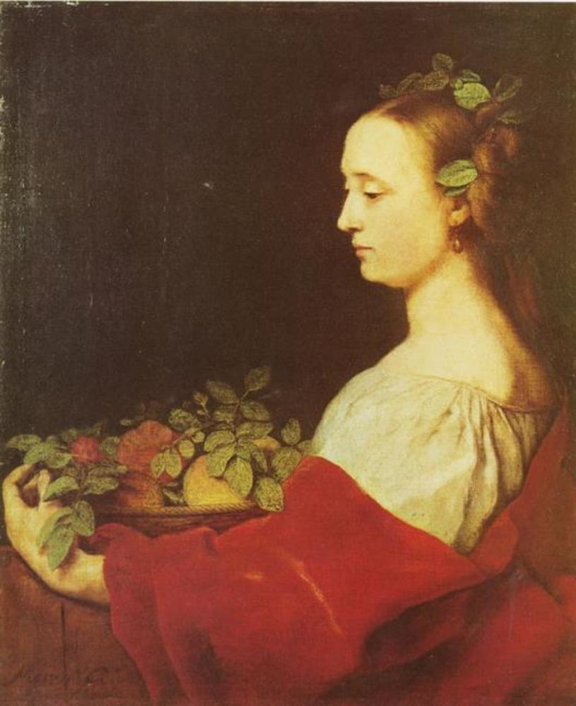 Woman Holding a Basket of Fruit