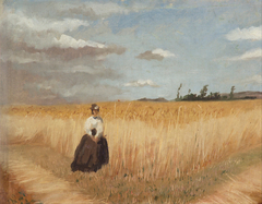 Woman in wheat field by Luis Astete y Concha
